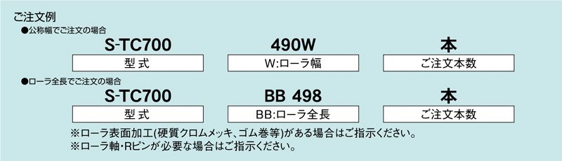 注文例　S-TC700　コンベヤ用ローラ　グラビティローラコンベヤ　テーパーローラ