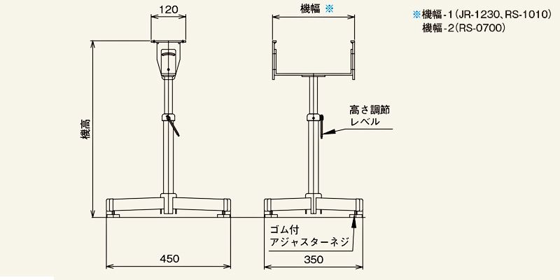 ローラコンベヤ用スタンド　KSX型スタンド　図面　スチール製グラビティローラコンベヤ(Mシリーズ)