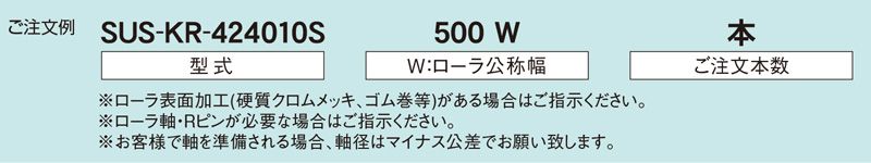 注文例　SUS-KR-424010S　SUS-KR-424011S　コンベヤ用ローラ　駆動ローラコンベヤ　駆動ローラ