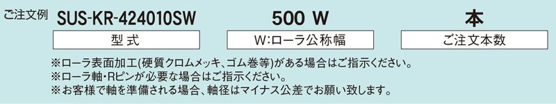 注文例　SUS-KR-424010SW　コンベヤ用ローラ　駆動ローラコンベヤ　駆動ローラ
