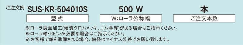 注文例　SUS-KR-504010S　SUS-KR-504011S　コンベヤ用ローラ　駆動ローラコンベヤ　駆動ローラ