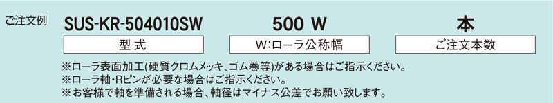 注文例　SUS-KR-504010SW　コンベヤ用ローラ　駆動ローラコンベヤ　駆動ローラ