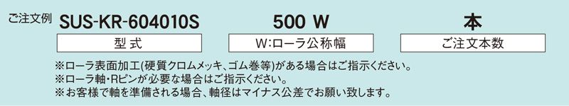 注文例　SUS-KR-604010S　SUS-KR-604011S　コンベヤ用ローラ　駆動ローラコンベヤ　駆動ローラ